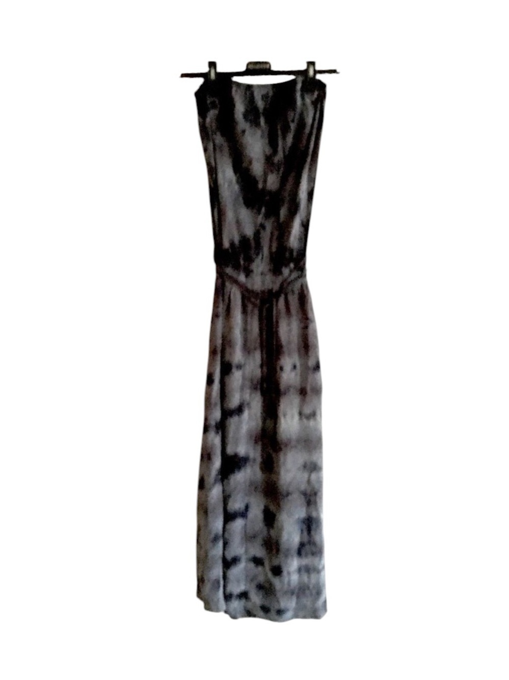GYPSY 05 Tie-Dye Boho Strapless Maxi Dress Gray Blue M